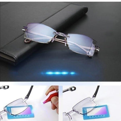 Professional computer glasses with blue light blocking technology close-up detail | DropDash