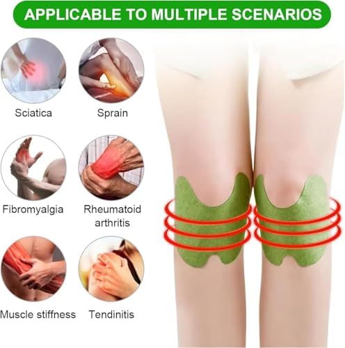 Professional wormwood herbal knee pain relief patch closeup view close-up detail | DropDash